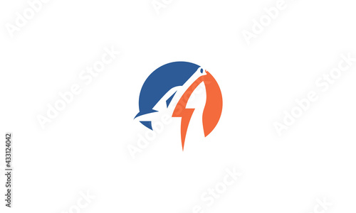 Wolf And Lightning Logo Vector Icon Illustration