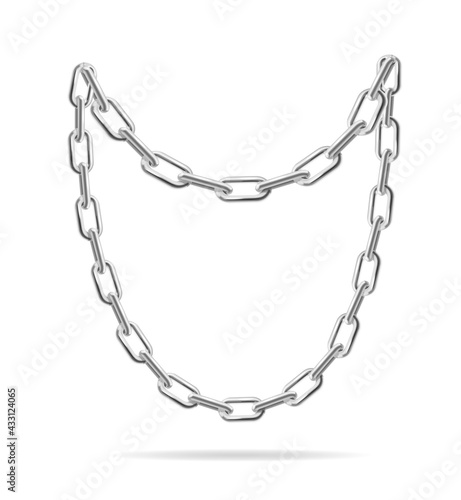 Realistic Detailed 3d Silver Chain Set. Vector