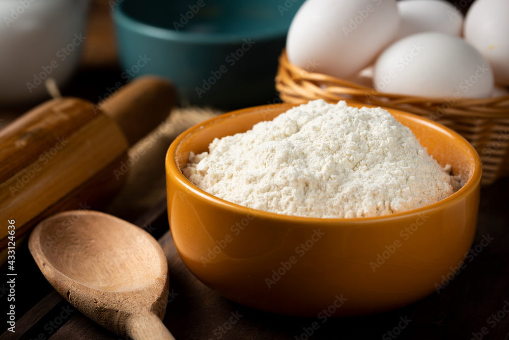 Ingredients for making a cake on the table. Ingredients for making a cake on the table.