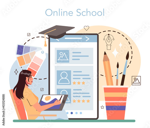 Illustration designer online service or platform. Artist drawing picture