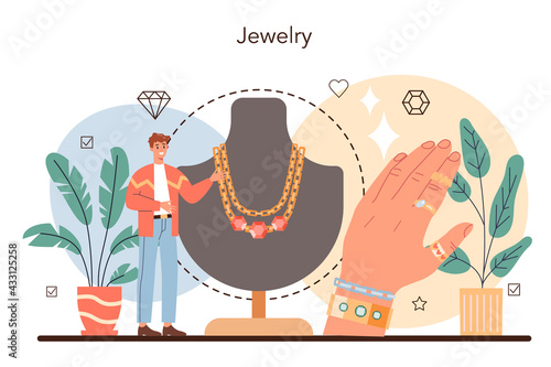 Jeweler concept. Goldsmith examining and faceting diamond