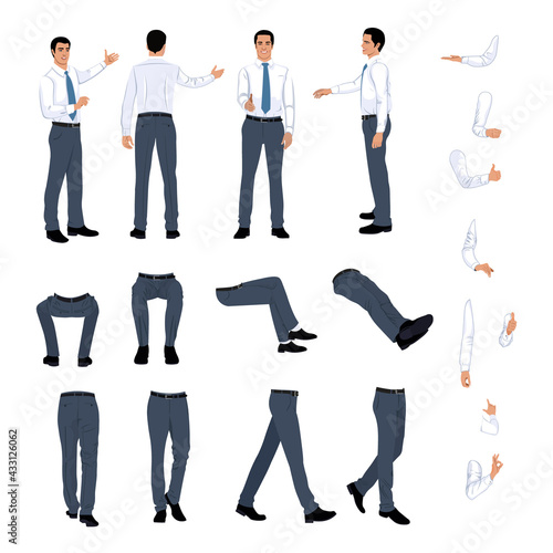 Businessman character builder template for video and animation