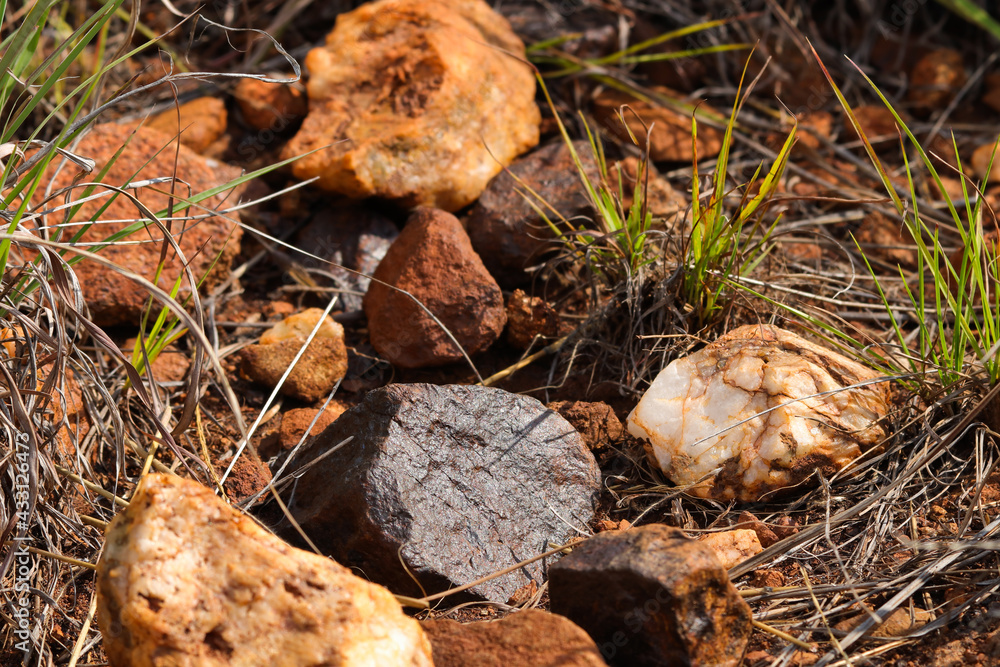Natural Magnetite Iron Ore Rock Deposit With Quartz, South Africa Natural Magnetite Iron Ore Rock Deposit With Quartz, South Africa