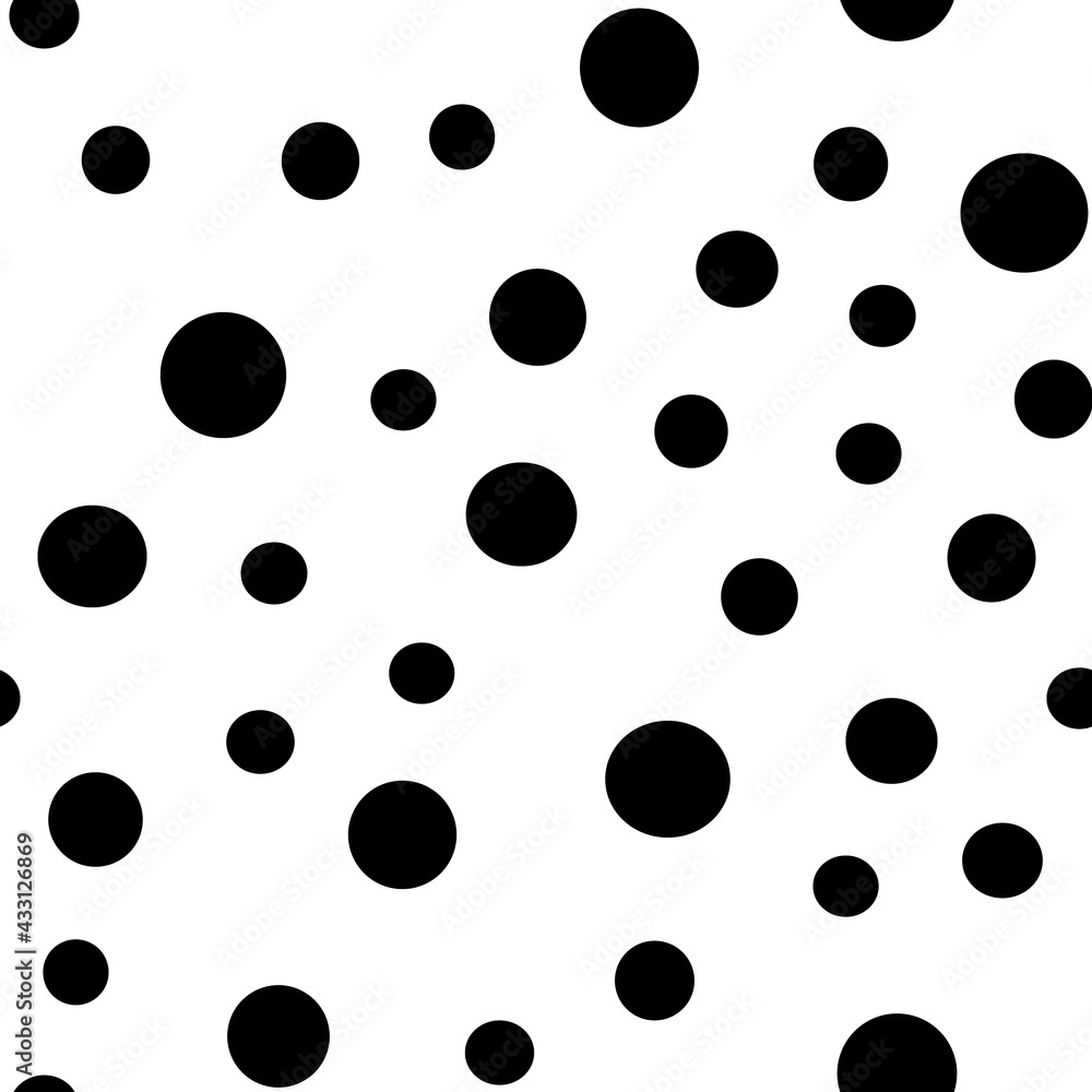 Dots seamless pattern. Random small circles texture background. Monochrome. Polka dots.