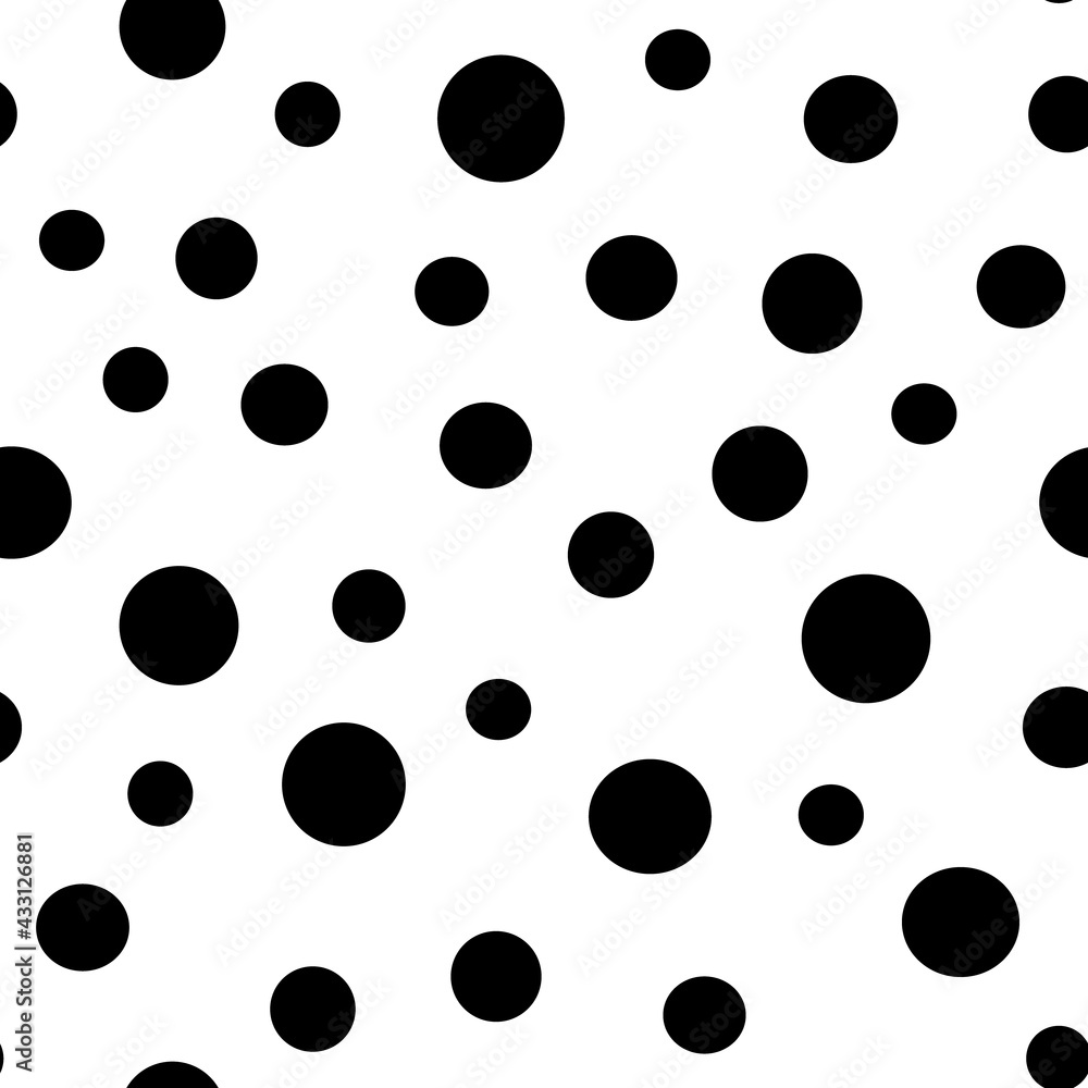 Dots seamless pattern. Random small circles texture background. Monochrome. Polka dots.