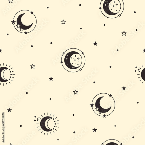 Moon seamless pattern. Celestial