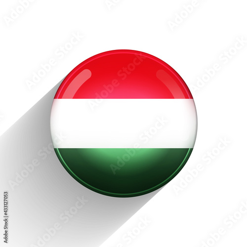 Free Download Glass light ball with flag of Hungary. Round sphere, template icon. Hungarian national symbol. Glossy realistic ball, 3D abstract vector illustration highlighted on a white background. Big bubble - GFXLoad