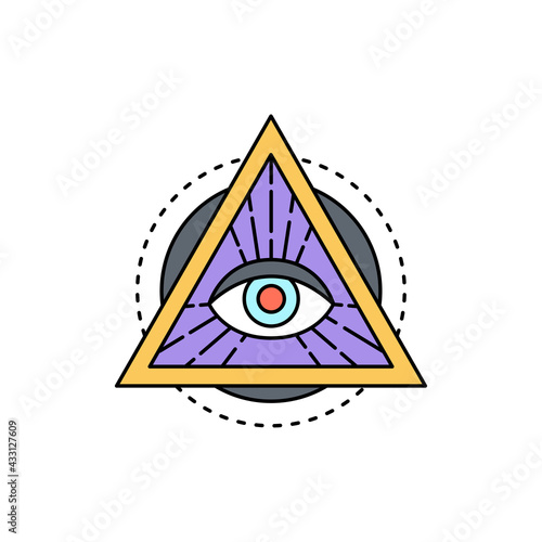 Illuminati line icon. Isolated vector element.