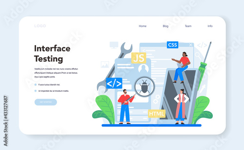 Frontend development web banner or landing page. Website interface