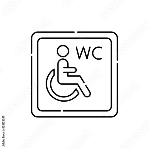 Disabled toilet color line icon. Disability. Isolated vector element.