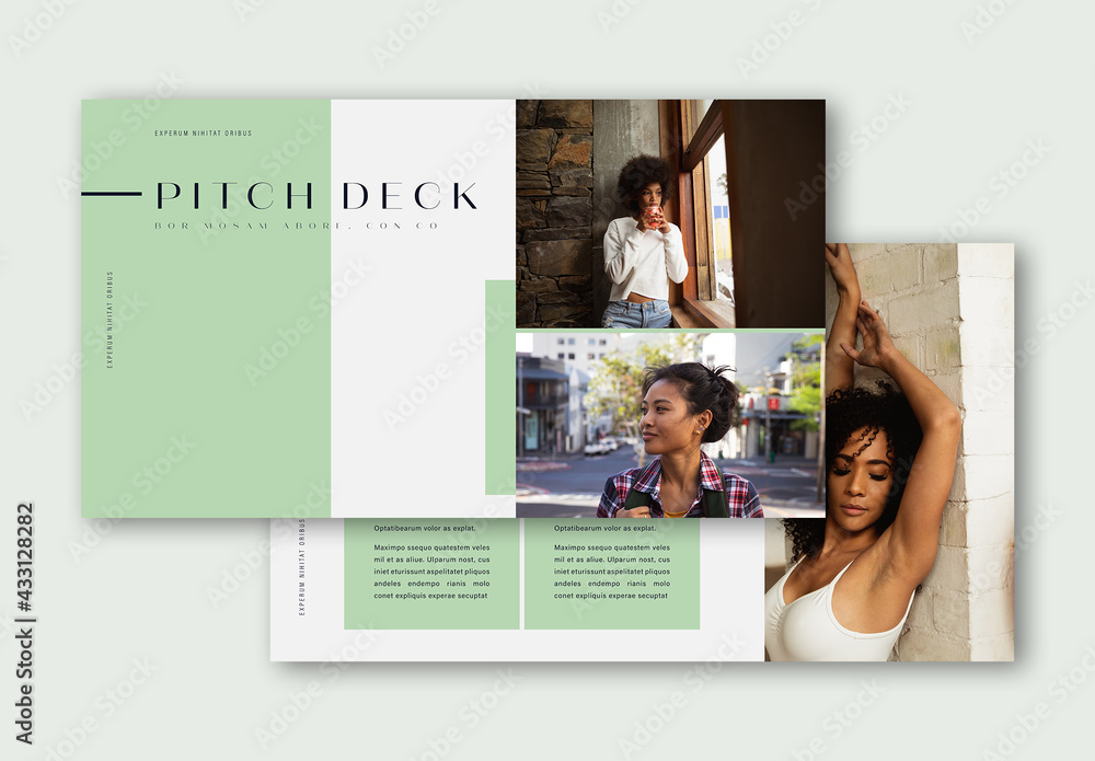 Pitch Deck with Green Accents Stock Template | Adobe Stock