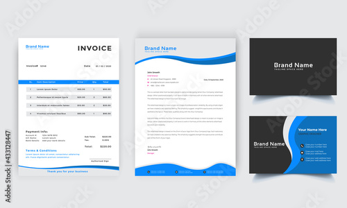 Modern Business Identity design. Clean Company stationery template with letterhead, business card template