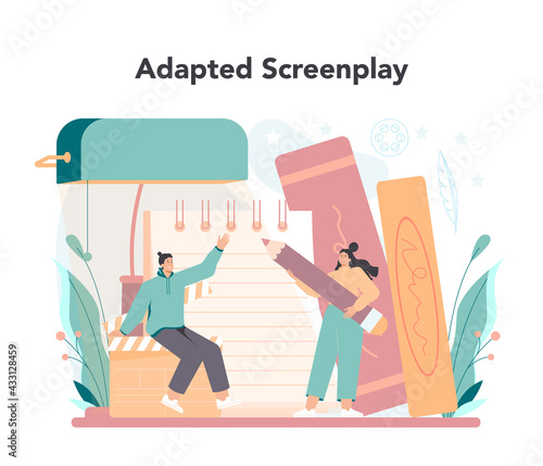 Screenwriter concept. Person create a screenplay for movie.