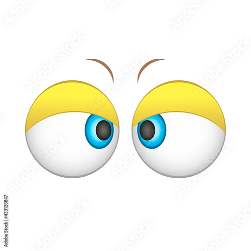 Cute, cartoon eyes. Looking, expressive and amazing eyes. Attentive, strict and cheerful eyes. The human gaze. Cute, vector emoticons