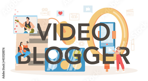 Video blogger typographic header. Sharing video content