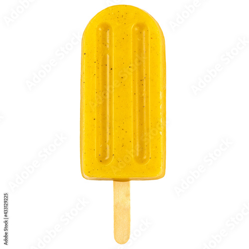 Passion fruit popsicle isolated white background