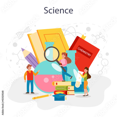 Chemistry studying concept. Chemistry lesson, chemical element molecular
