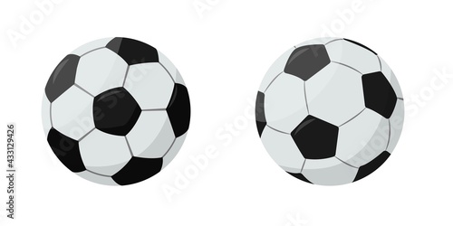 Two Soccer white and black balls with shadow.