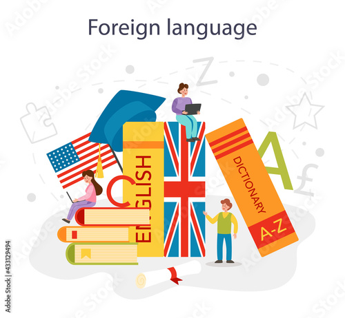 English class concept. Study foreign languages in school or university