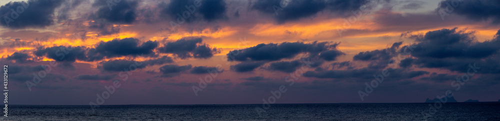 Sunset from Saona beach in Formentera (Spain)