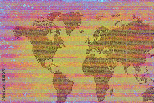 glitch error defect world map effect backdrop design