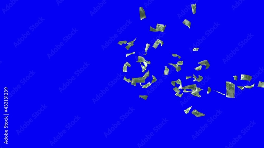 Vertical element of exploding Euro banknotes on blue with Alpha Channel Vertical element of exploding Euro banknotes on blue with Alpha Channel