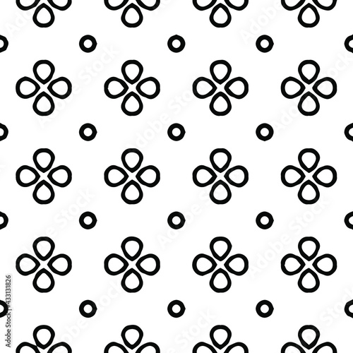 Geometric vector pattern with Black and white colors. Seamless abstract ornament for wallpapers and backgrounds.