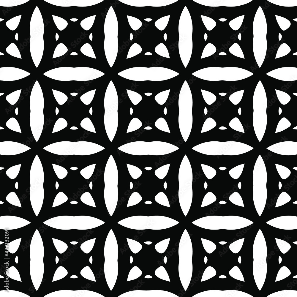 Fototapeta premium Geometric vector pattern with Black and white colors. Seamless abstract ornament for wallpapers and backgrounds.
