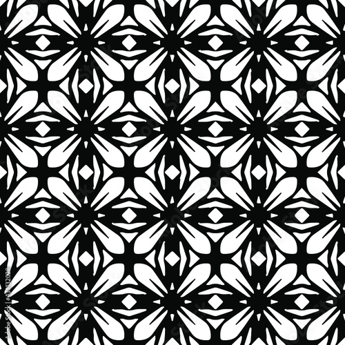 Geometric vector pattern with Black and white colors. Seamless abstract ornament for wallpapers and backgrounds.