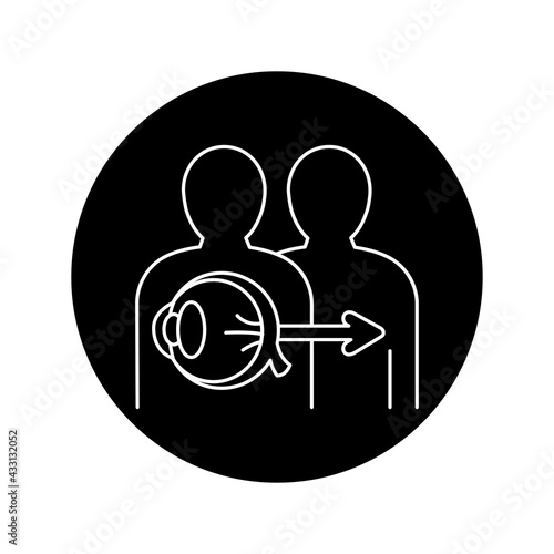 Eye transplant color line icon. Eating show. Autonomous sensory meridian response, sound waves as a symbol of enjoying sounds. Editable stroke.
