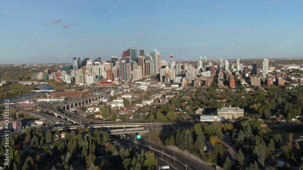 Aerial view of high rise buildings in Downtown Calgary during summer in Alberta, Canada. Aerial view of high rise buildings in Downtown Calgary during summer in Alberta, Canada.