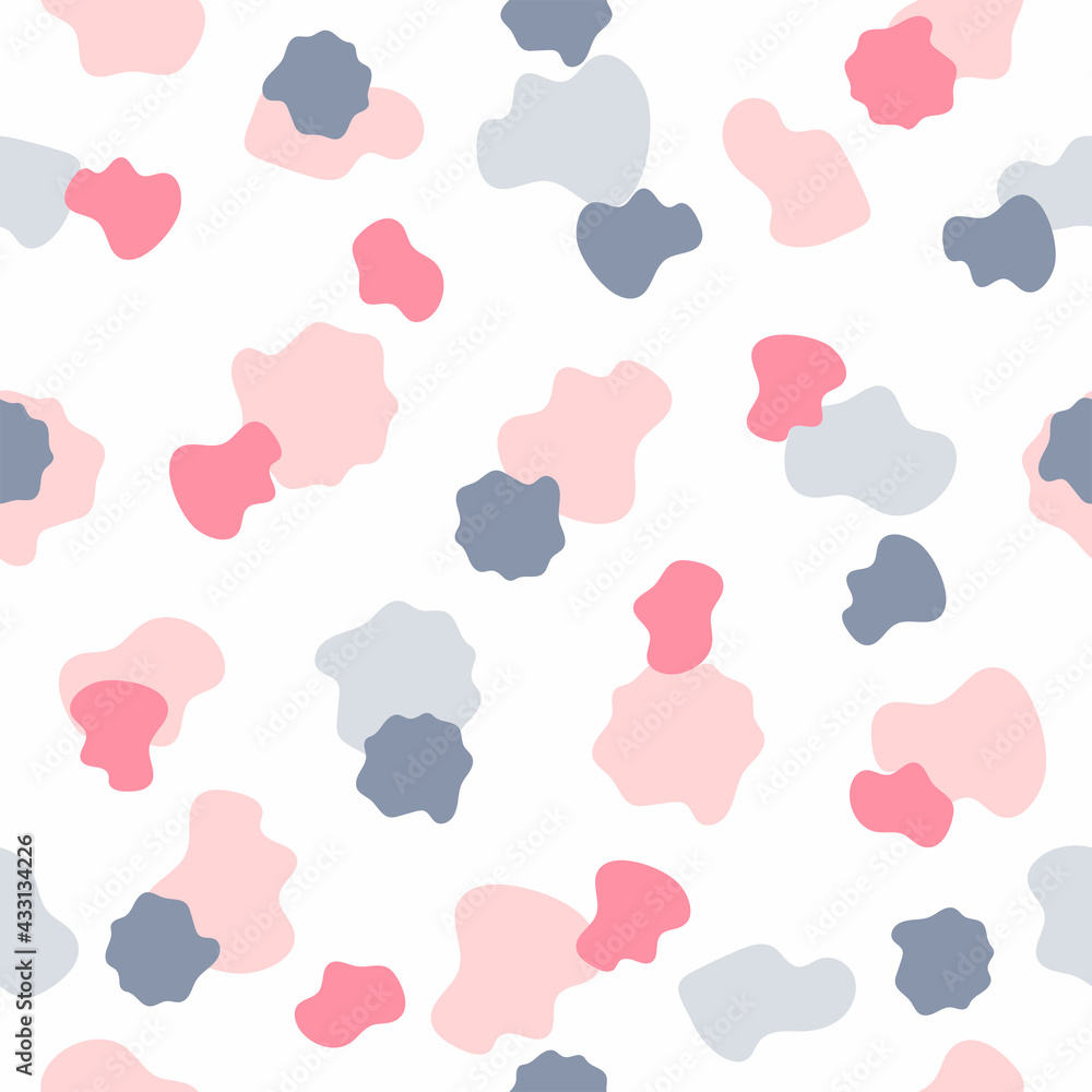 Cute seamless pattern with abstract shapes. Girly print. Simple vector illustration.
