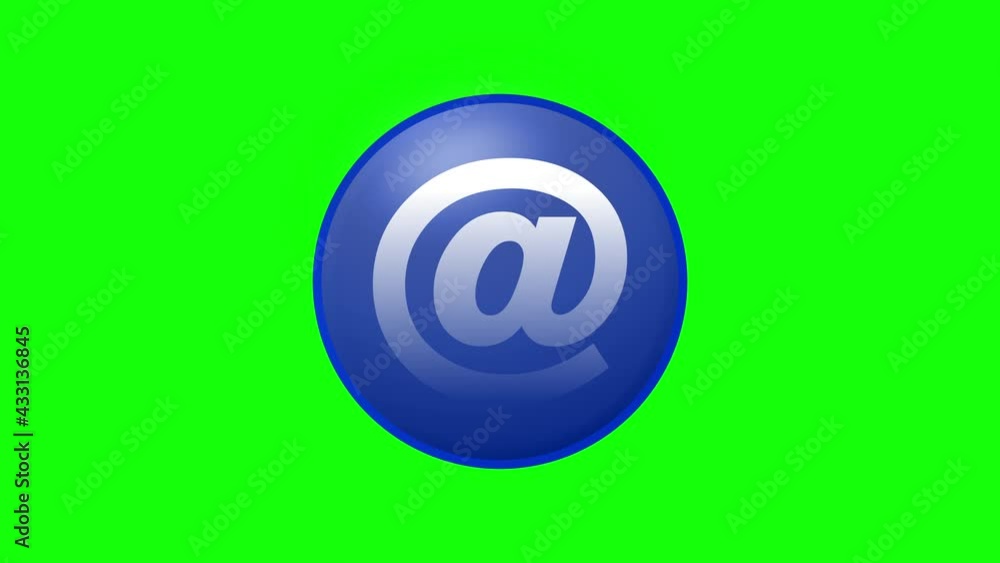 Email or At Symbol Button Click Animation on Black Background and Green Screen Email or At Symbol Button Click Animation on Black Background and Green Screen