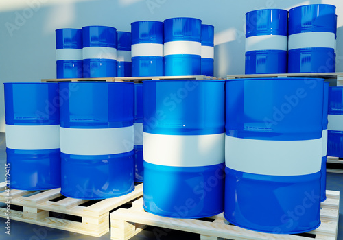 Barrels for chemistry.  Metal Barrels. Chemical Industry. Chemistry. Chemical storage warehouse. Containers for chemical liquids. Warehouse system. Toxic barrels are kept in stock. Warehouse storage