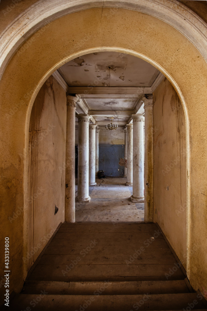 Old abandoned forgotten historical mansion, inside view Old abandoned forgotten historical mansion, inside view