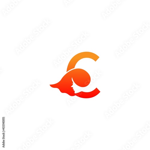 Letter C with woman face logo icon design vector
