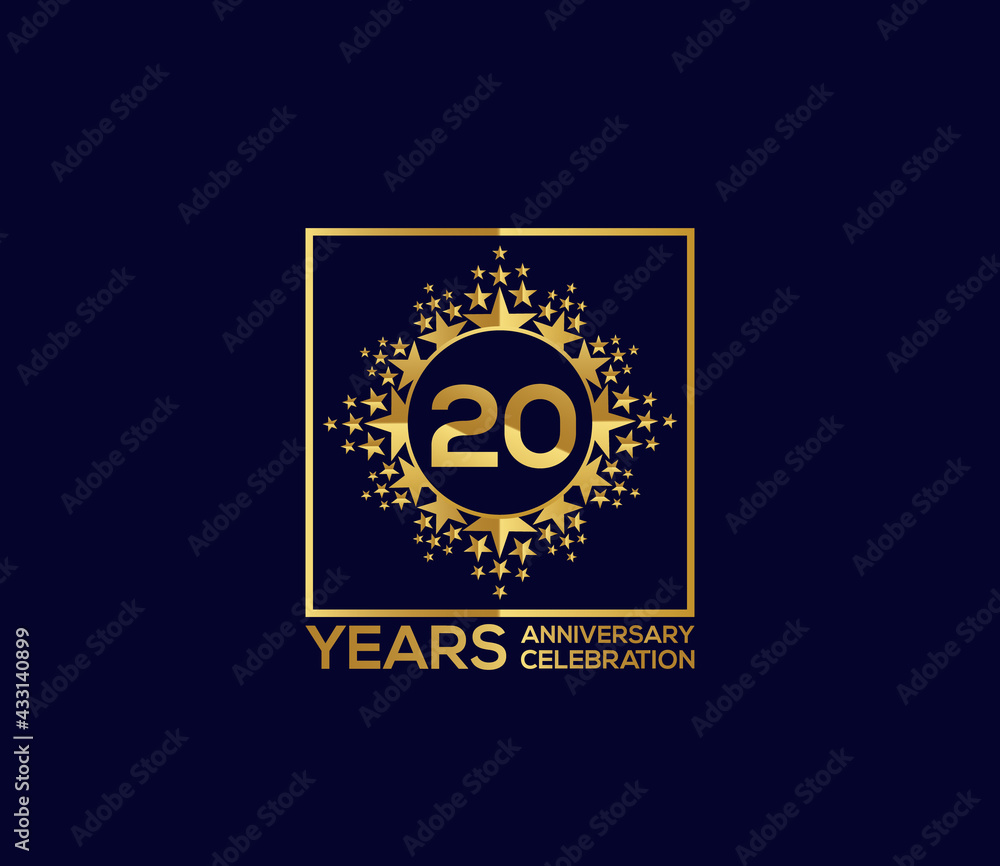 Naklejka premium Star Design Shape element, Luxury Gold Color Mixed Design, 20 Year Anniversary, Invitations, Party Events