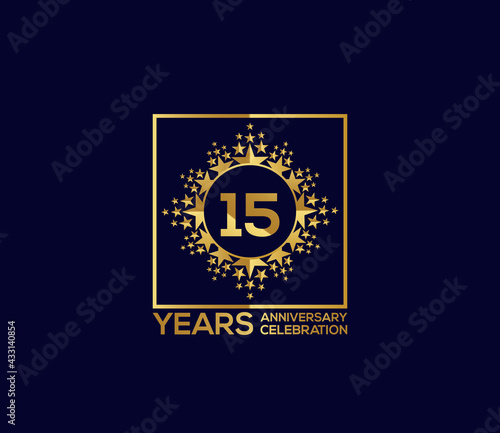 Star Design Shape element, Luxury Gold Color Mixed Design, 15 Year Anniversary, Invitations, Party Events