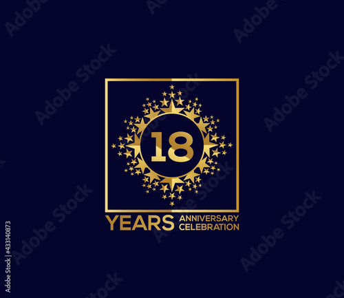 Star Design Shape element, Luxury Gold Color Mixed Design, 18 Year Anniversary, Invitations, Party Events © LogoDesign24