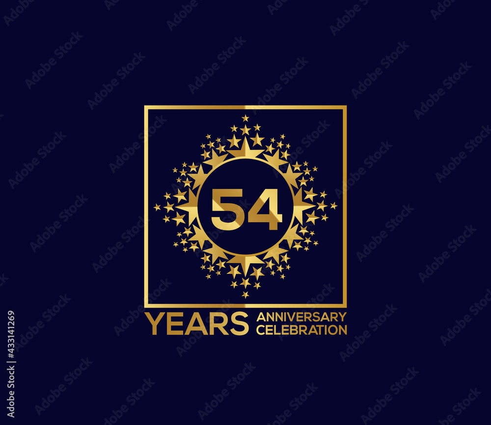 Naklejka premium Star Design Shape element, Luxury Gold Color Mixed Design, 54 Year Anniversary, Invitations, Party Events