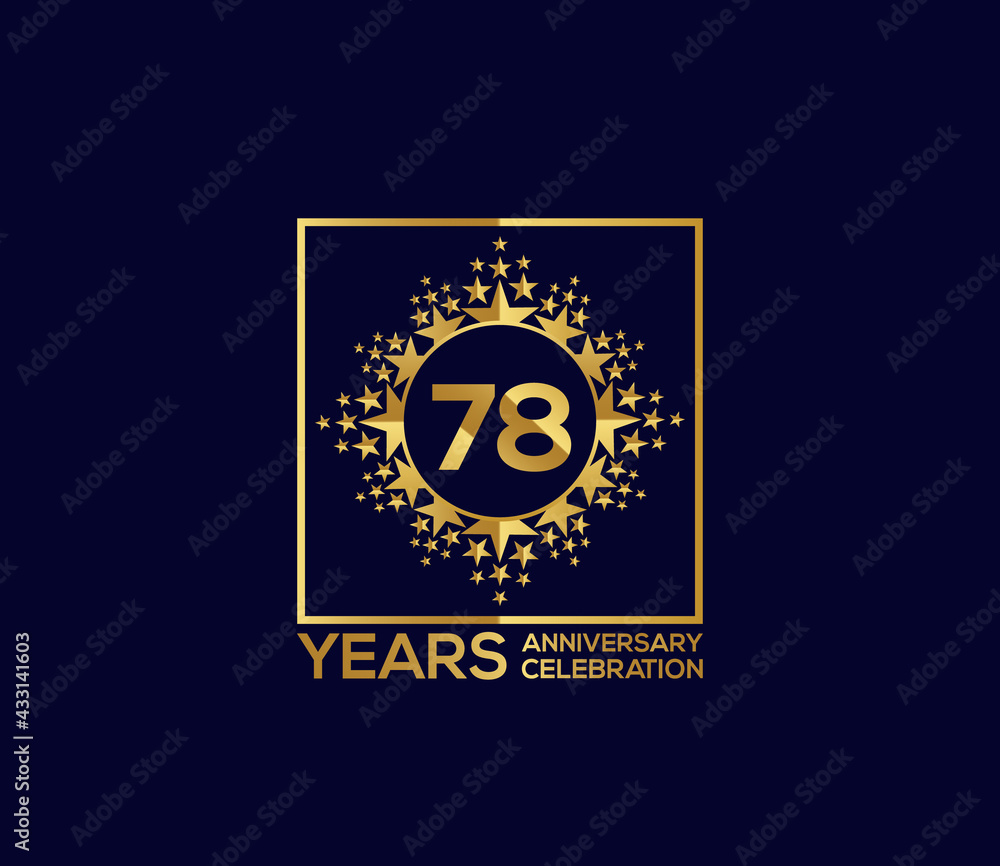 Fototapeta premium Star Design Shape element, Luxury Gold Color Mixed Design, 78 Year Anniversary, Invitations, Party Events
