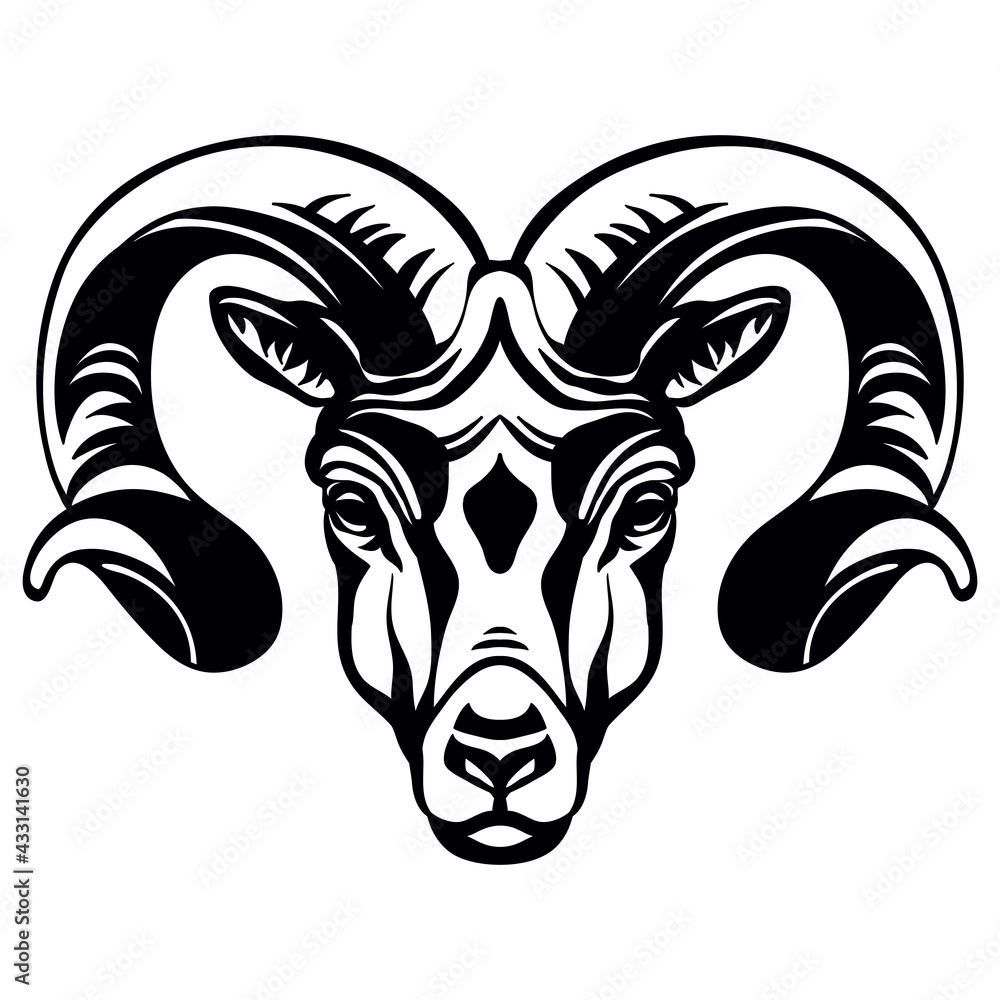 Vector head of mascot ram head isolated on white Vector head of mascot ram head isolated on white