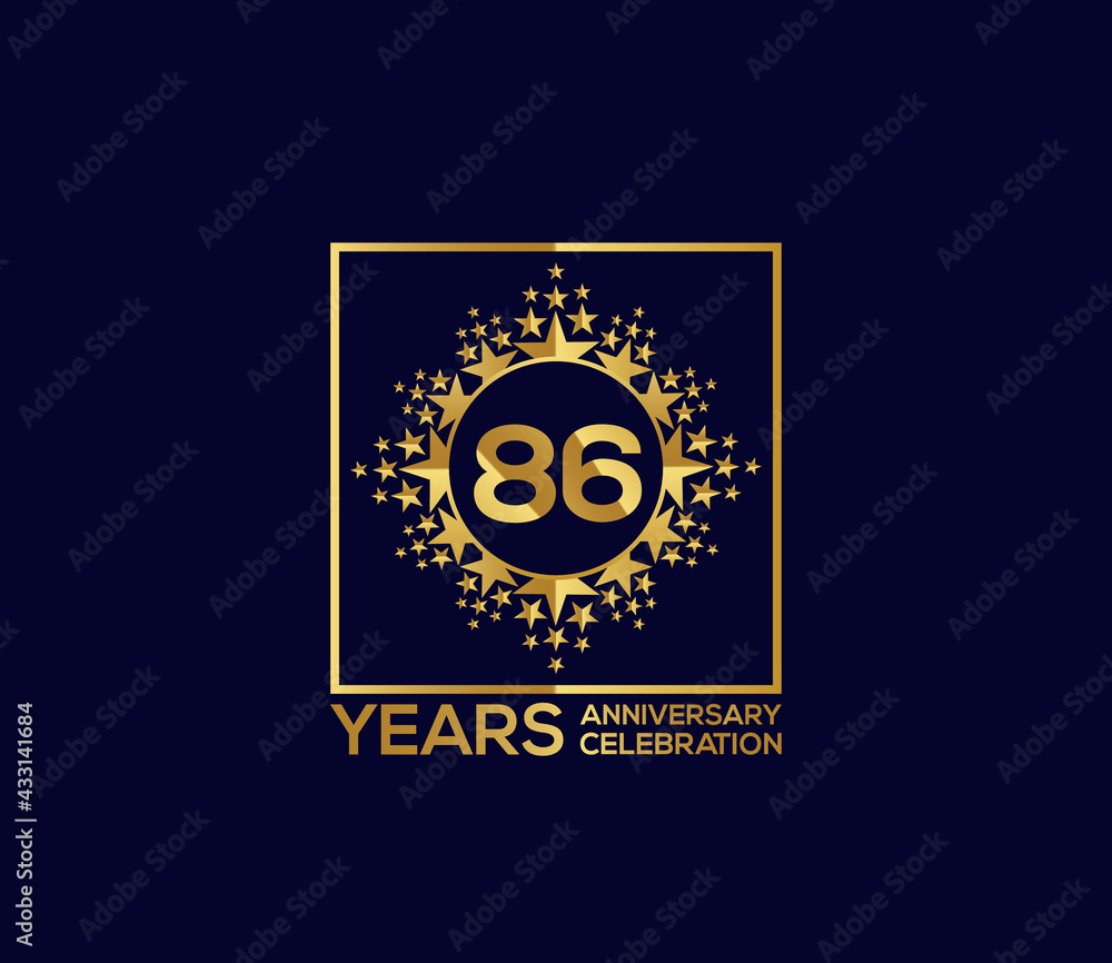 Star Design Shape element, Luxury Gold Color Mixed Design, 86 Year Anniversary, Invitations, Party Events