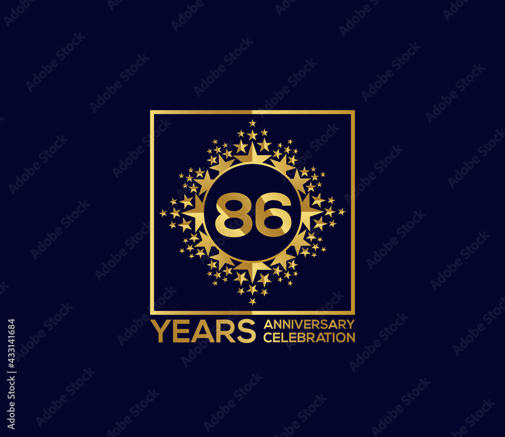 Naklejka premium Star Design Shape element, Luxury Gold Color Mixed Design, 86 Year Anniversary, Invitations, Party Events