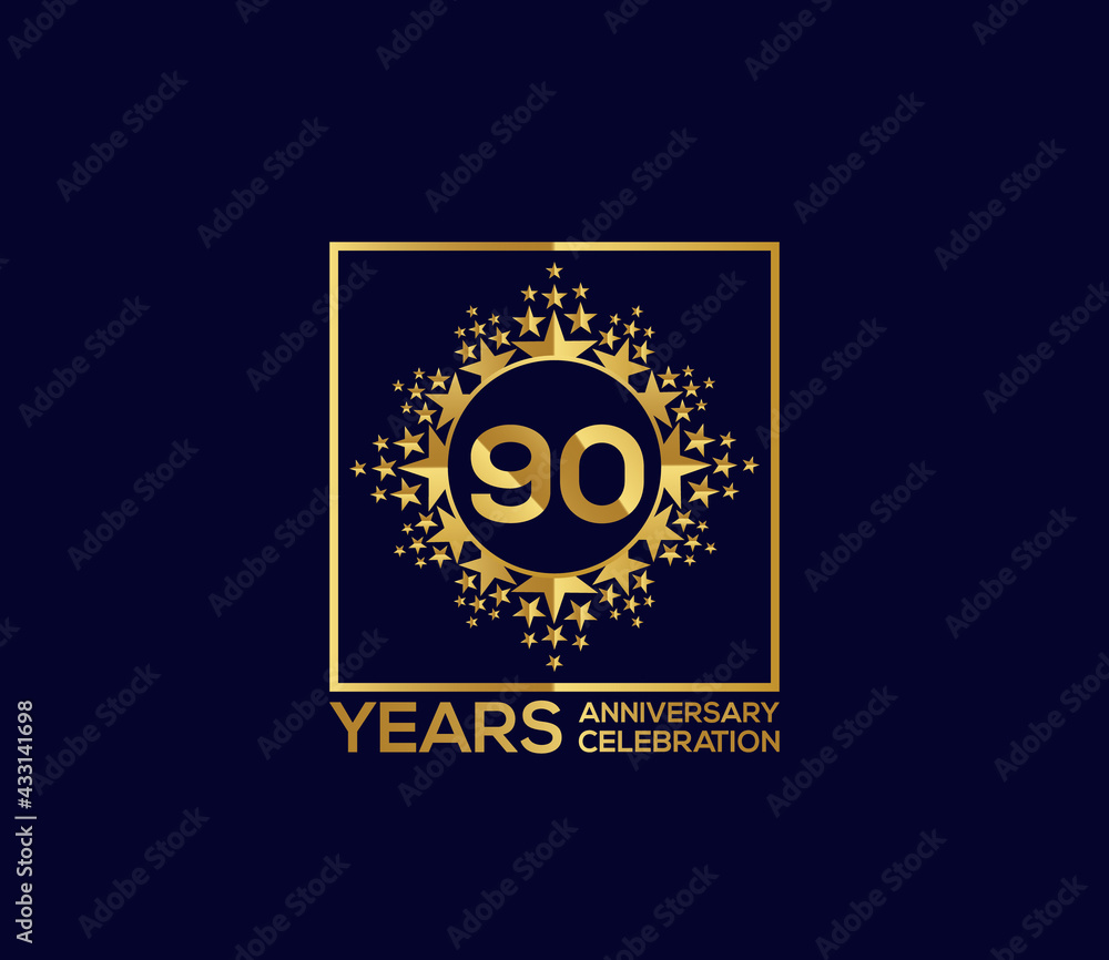 Fototapeta premium Star Design Shape element, Luxury Gold Color Mixed Design, 90 Year Anniversary, Invitations, Party Events
