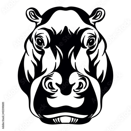 Vector head of mascot hippopotamus head isolated on white
