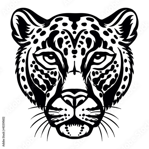 Vector head of mascot leopard head isolated on white