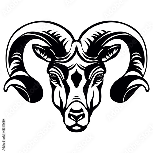 Vector head of mascot ram head isolated on white