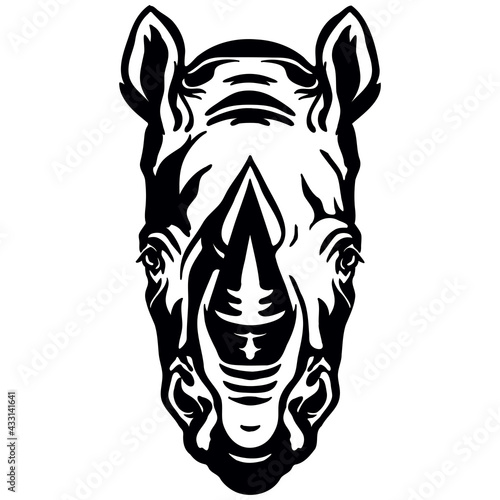Vector head of mascot rhino head isolated on white