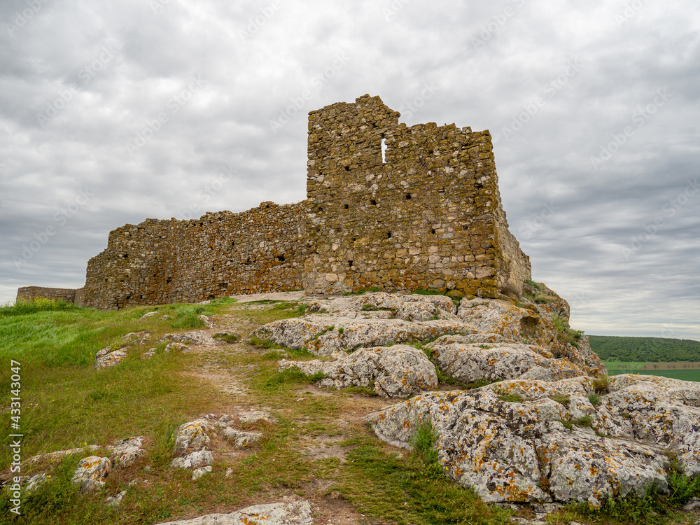 runis of medieval enisala fortress, near black sea coast, romania, dobrogea region